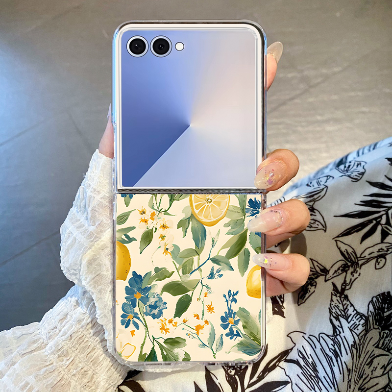 Phone Cases Z Flip 5 - Etui składane z motywem kwiatów cytryny