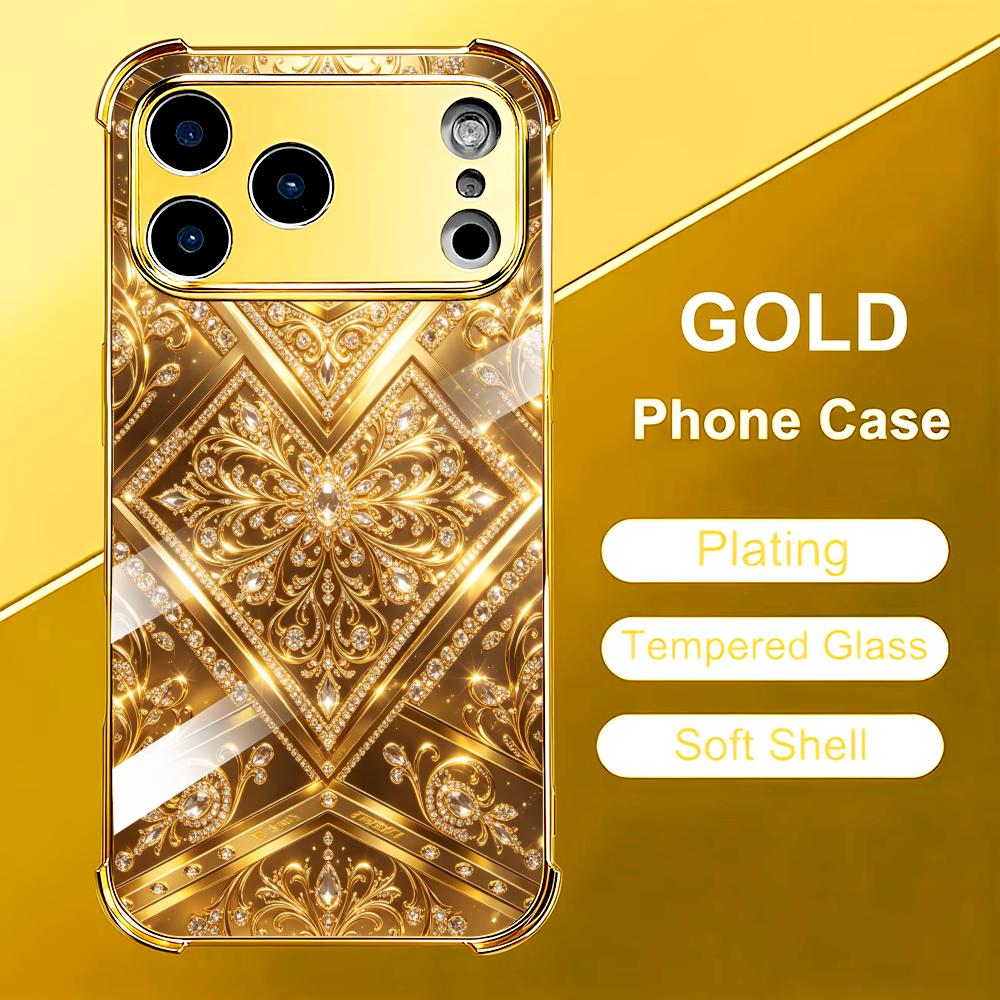 Phone Cases Rhode - Stylowe złote barokowe szklane etui na