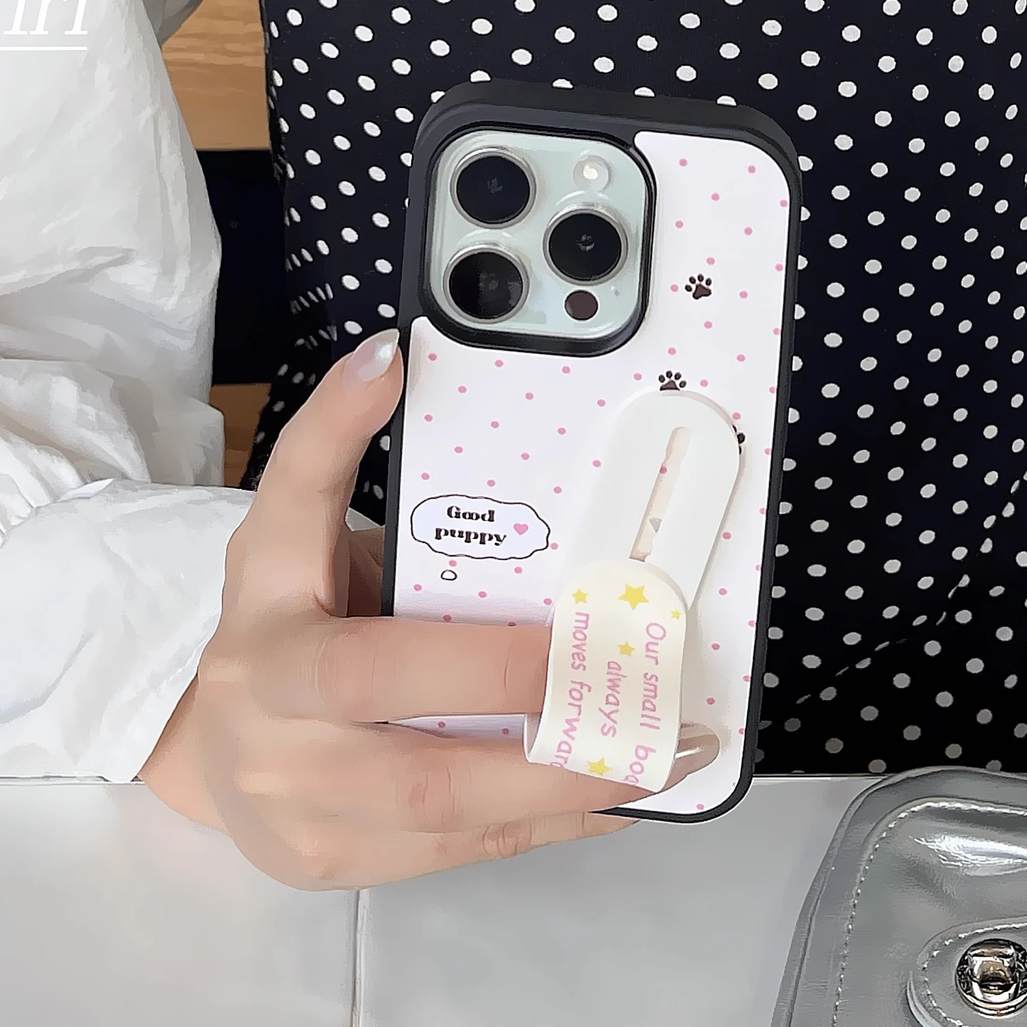 Phone Cases With Stand - INS Różowy Wzór w Kropki Dobry